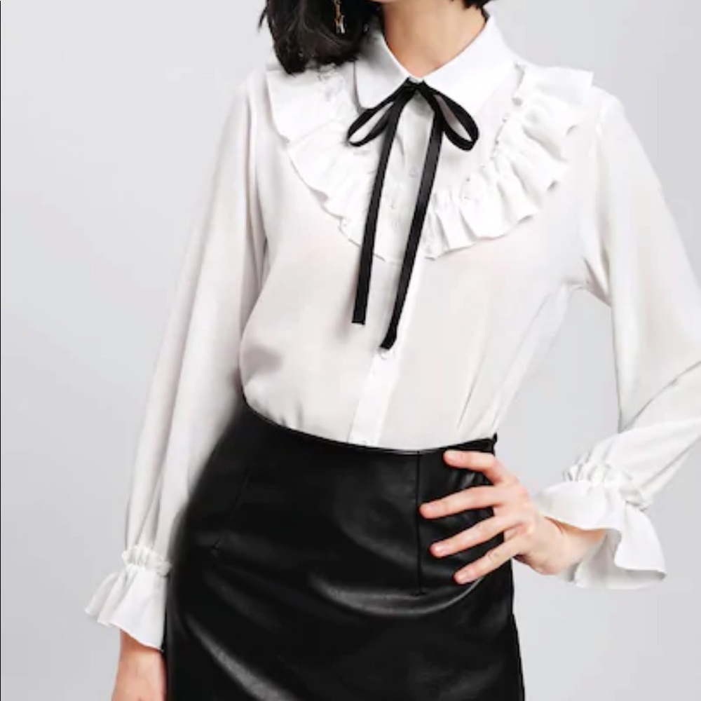 Bow tie neck blouse